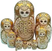 Russian Nesting doll10pcs/set Wood Doll Russian Nesting Dolls Golden Matryoshka Dolls Creative Christmas Traditional Matryoshka Dolls Toysnesting Dolls