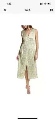 NWT Rebecca Taylor Astera Fleur Button Front Midi Dress, XS, 100% Silk