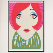 Galrie England Groovy Girl Vintage Poster - Retro 1960s Art for Home Decor, Black Frame, A3 30 x 42cm (12 x 16inch)