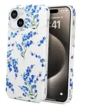 Floral Compatible with iPhone 15 Case, Soft TPU Design, Cute Blue Floral