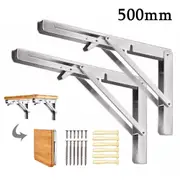 Folding L Shelf Brackets Up 2Pcs Stainless Steel Diy Collapsible Wall Mounted