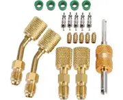 R410a Adapter for Mini Split System, Charging Vacuum Port Adapter, 5/16 Female 1/4 Male Flare, Valve Core Remover, r134a Hose Gaskets, 5V1 Valve Cores, for
