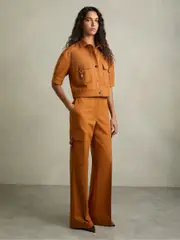Reiss Rust Mariane Button-Through Cropped Cargo Top (AU7238) | $395