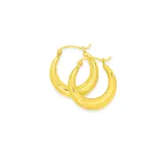 9ct Gold 12mm Diamond-cut Creole Earrings