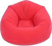 Inflatable Lounger Air Sofa, Flocking PVC Inflatable Couch Portable Folding Blow Up Sofa Inflatable Chair, Lazy Couch for Living Room Bedroom Balcony Office Camping Travel (Red)