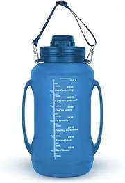Collapsible Silicone Water Bottles, 2 Litre Foldable Water Bottle, Portable Foldable Water Bottle, Leak-proof Water Bottle with Time Marking and Straw for Hiking, Camping, Climbing (Blue)