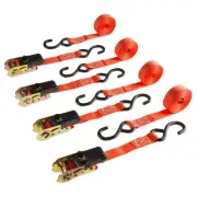 Stalwart Set of 4 Ratchet Tie Down Straps 15 Feet 500 Pound Load Storage Bag