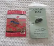 ANZAC DAY RED POPPY & NAVY HAT PIN BADGES