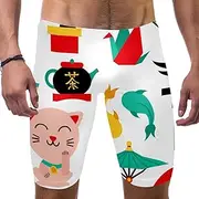 [VBFOFBV] Men's Printed Jammer Swimsuit Swim Shorts, Japanese Cartoon Landscape Spring