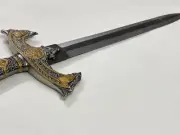 THE KNIGHTS TEMPLAR Crusader Sword -Handmade Damascus Steel Sword leather Sheath