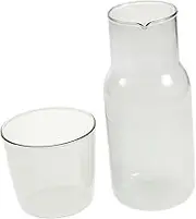 Alipis 1set Glass Camping Kettle Clear Coffee Mug Coffee Cups with Lids Bedside Water Dispenser Creative Cup Water Cup Kettle Kit Clear Teapot Camping Tea Kettle Night Water Pitcher Grey