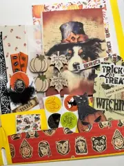 HALLOWEEN folio with ephemera 30+ pcs 7 pockets junk journal supplies