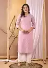 Indian Women Mauve Pure Cotton Printed Straight Kurta Kurti Top Tunic New Dress