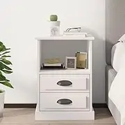 Bedroom Table Bedside Cabinet White 43x36x60 cm