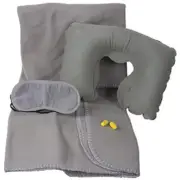 KINGSLEY, Flight Travel Set - 4 pc. Flannel Blanket, Sleep Mask & Pillow, TC-28