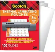 Scotch Thermal Laminating Pouches, 8.9 x 11.4-Inches, 3 Mil Thick, 100-Pack (TP3854-100)
