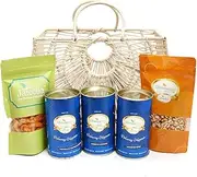 Jaiccha Ghasitaram Jute Fancy Basket/Carry Bag/Magazine Holder of Assorments with Assorted Bites|Diwali Gifts,Holi,Rakhi,Valentine,Christmas,Birthday,Anniversary,Her,Him|