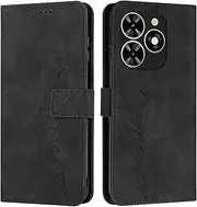 [LGZADD] Compatible with Embossed Pattern Tecno Pop 8 Leather Wallet Phone Case Card Slot Holder Flip Phone Case Compatible with Tecno Pop 8(Black)