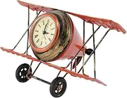 Amosfun Airplane Clock Model Retro Desk Clock Sculpture for Home Office Cafe Decoration Vintage Art Design for Living Bedroom Decor