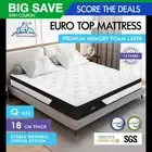 STARRY EUCALYPT Mattress Euro Top Foam Bed Queen Size Bonnell Spring 18cm
