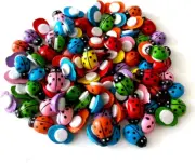 100Pcs Assorted Color Self-Adhesive Mini Ladybugs Wooden Ladybug Shaped Sticker(
