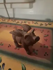 Small Cast Iron Flying Pig Statue Paperweight Antique Brown