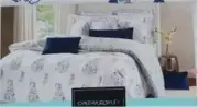 Cynthia Rowley White Navy Blue Floral 3 piece CALIFORNIA KING Duvet Set NIP