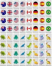 Seaside Escapes Game Blocks, 65 Tiles Mahjong Tile Game Set, Mahjong Flag Pattern Game Blocks, 30mm Flag and Ball Pattern Tile Game for Outdoor Partys