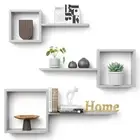 Wooden Square Floating Shelves Wall Mount, Floating Cube Grey Square Shelves
