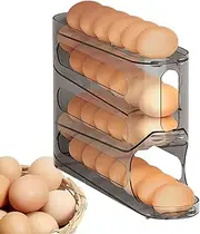 Egg Holder for Fridge | 4 Layers Rolling Egg Holder Automatic Egg Rack | Food Grade Space-Saving Egg Organizer Large Capacity Egg Dispenser for Refrigerator