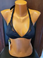 NWT BCBGeneration Black Bikini Top Mesh Triangle Swim Top Sz Medium MUST HAVE