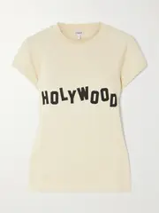 [LOEWE] LOEWE - Printed Cotton-blend Jersey T-shirt - Ivory - x small x small Ivory