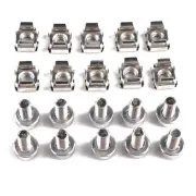 10Sets Durable Metal Nickel Plated Cage Nuts & Screws For Server Rack Cabinet g