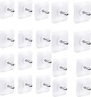 20Pcs Adhesive Wall Mount Screw Hooks,Non-Trace No Drilling Stickers Wall Hook Hanger,Waterproof Seamless Nail Free Screws for Bathroom Kitchen Shower Room (Nail Size 8mm)