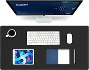 K KNODEL Leather Desk Mat, Office Desk Pad, Large Mouse Pad, Keyboard Pad, Computer and Laptop Mat for Desk, Desk Protector, Desktop Mat for Writing, Desk Blotter and Cover (80x40cm, Black)