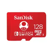 SanDisk and Nintendo Cobranded microSDXC, SQXAO, 128GB, U3, C10, UHS-1, 100MB/s R, 90MB/s W, 3x5, Lifetime Limited