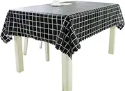 Table Cloths Waterproof Picnic Tablecloth Clips for Outdoor Thick Tables Lattice Pattern Table Clothes Easy to Clean Table Cover Wipe Clean PVC Black Table Decoration 120X170Cm