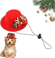 Walopola Red Pet Hats for Christmas | Christmas Deer Pattern Pet Hats Bow Tie Dog Hats | Pet Costume Adjustable Soft Cute Christmas Ornaments for Pet