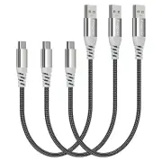 Short USB C Cable-30Cm 3 Pack Fasgear Fast Charging USB a to Type C Cord Nylon