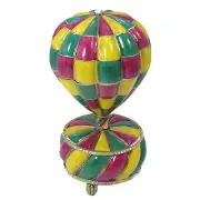 Hot Air Balloon Music Purple Checker Figurine Collectible Jewelry Trinket Box