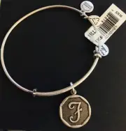 Alex and Ani Initial F Charm Bangle Bracelet Russian Silver