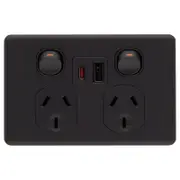 DETA X6 Matte Black Double Power Point with USB A+C PD20W Fast Charging