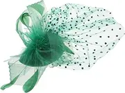 [WRITWAA] Bridal Hat Tea Party Hat Has Hair Clip Wedding Hair Ornament Retro Net Veil Hairpiece Wedding Headpiece Cap Bow Tie Birdcage Veil Special Occasion Accessories Hairpin Cloth Green