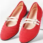 INOOKNIT | 波浪圍裙平底鞋 法式紅 經典黑 | ROMAN FLATS