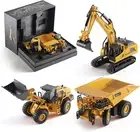 Top Race TR-123D Diecast Construction Excavator, Dump Truck and Front Loader ...