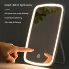 LED Travel Size Makeup Mirror with Stand Desktop Folding Compact