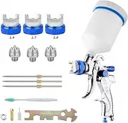HVLP Spray Gun Set,Automotive Paint Spray Paint Gun with 3 Nozzles 1.4/1.7/2mm Nozzle and 600cc Cups,for Car Primer,Furniture Surface Spraying,Wall Painting,Base Coatings