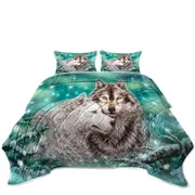 Snowy Forest Wolves Couple Duet Coverlet