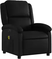 vidaXL Electric Massage Recliner Chair with Footrest and Backrest Automatic Adjustment, Vibration Function, Faux Leather Upholstery, Side Storage Pocket - Black