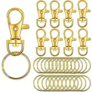 50 PCS Swivel Lanyard Snap Hooks Strong Key Chain Rings and Lobster Gold